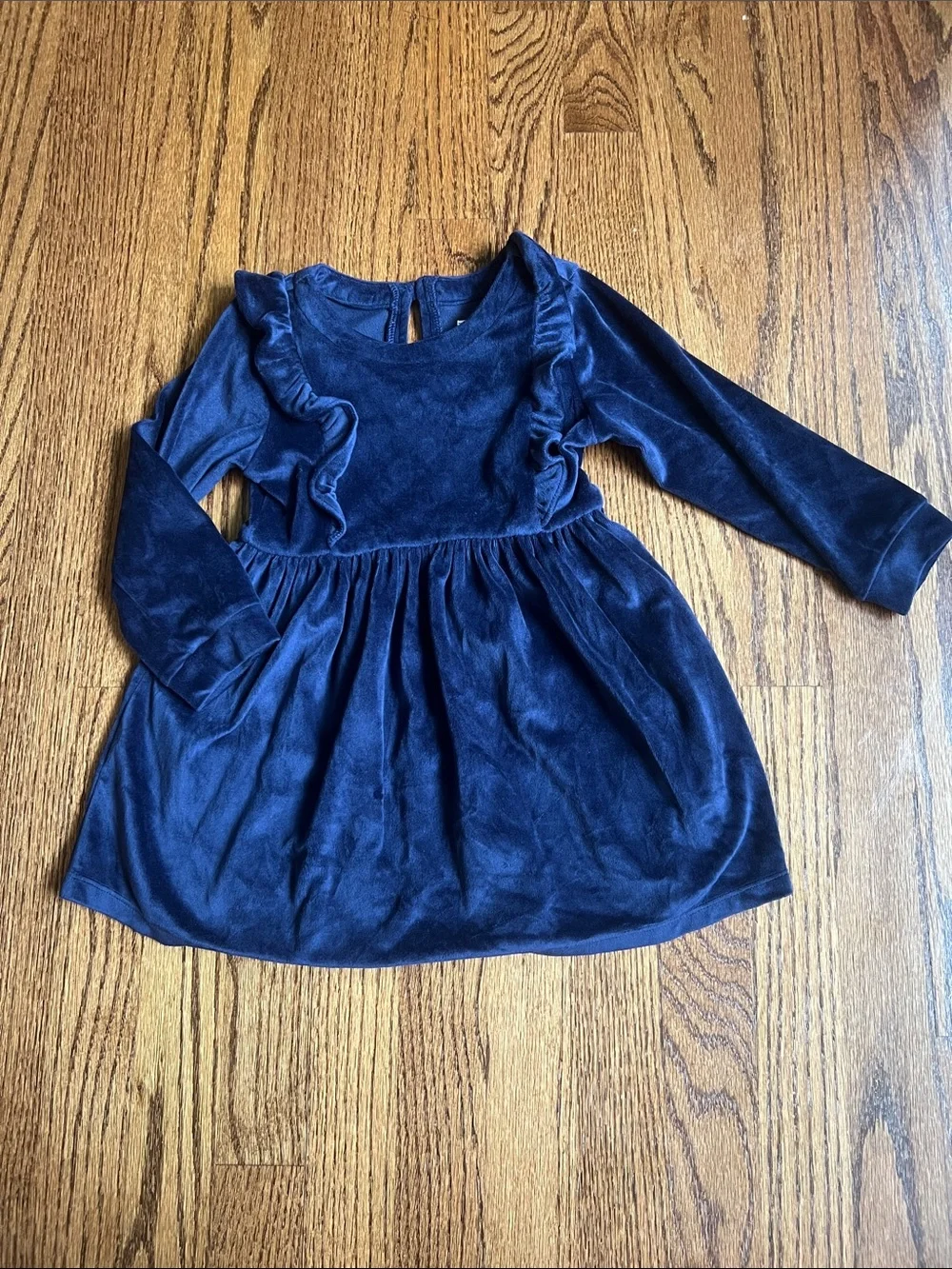 GAP Navy Blue Velvet Ruffle Dress